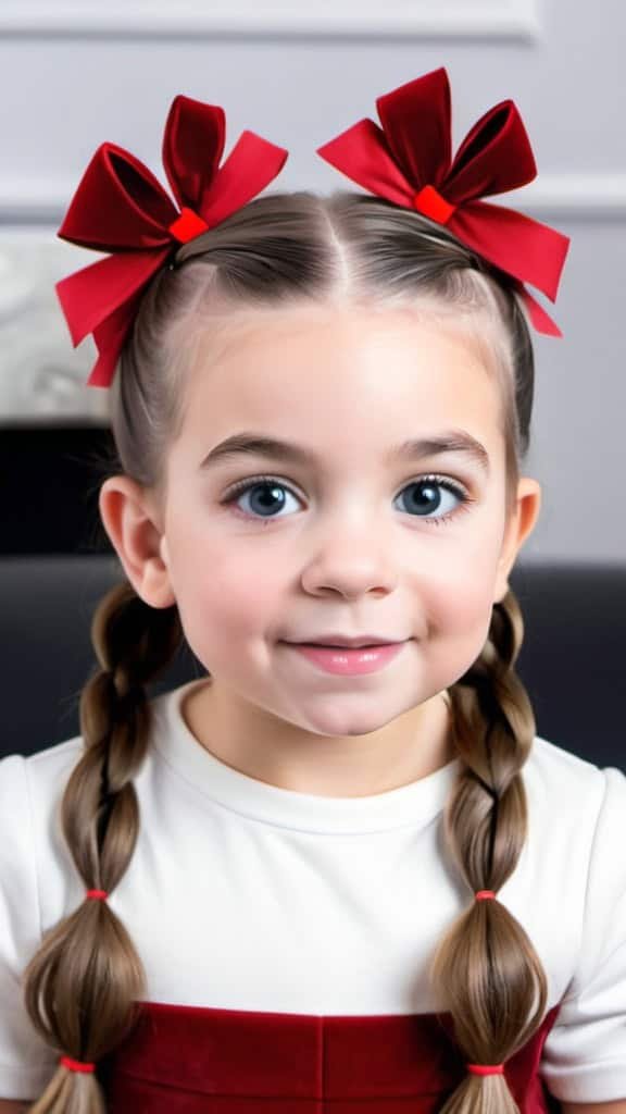 High French Pigtails Christmas Hairstyles for Kids
