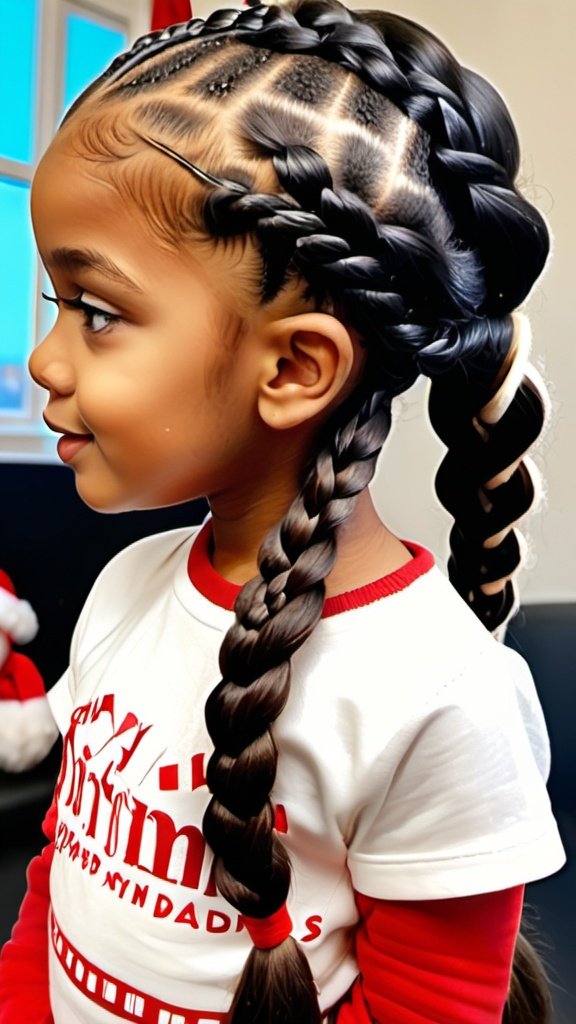 Jumbo Knotless Braids Christmas Hairstyles for Girls