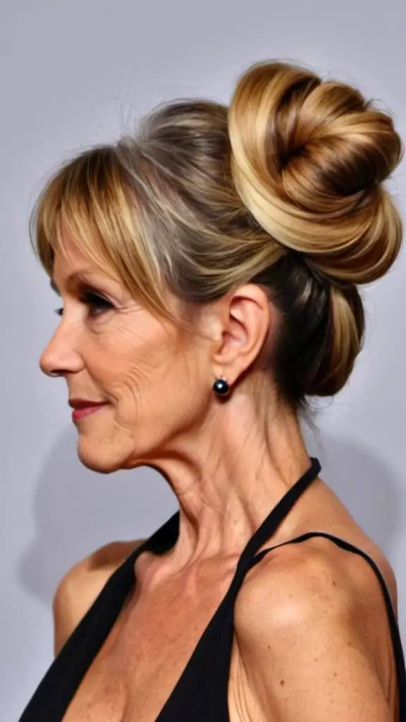Knotted Side Buns Long hairstyles for women over 50