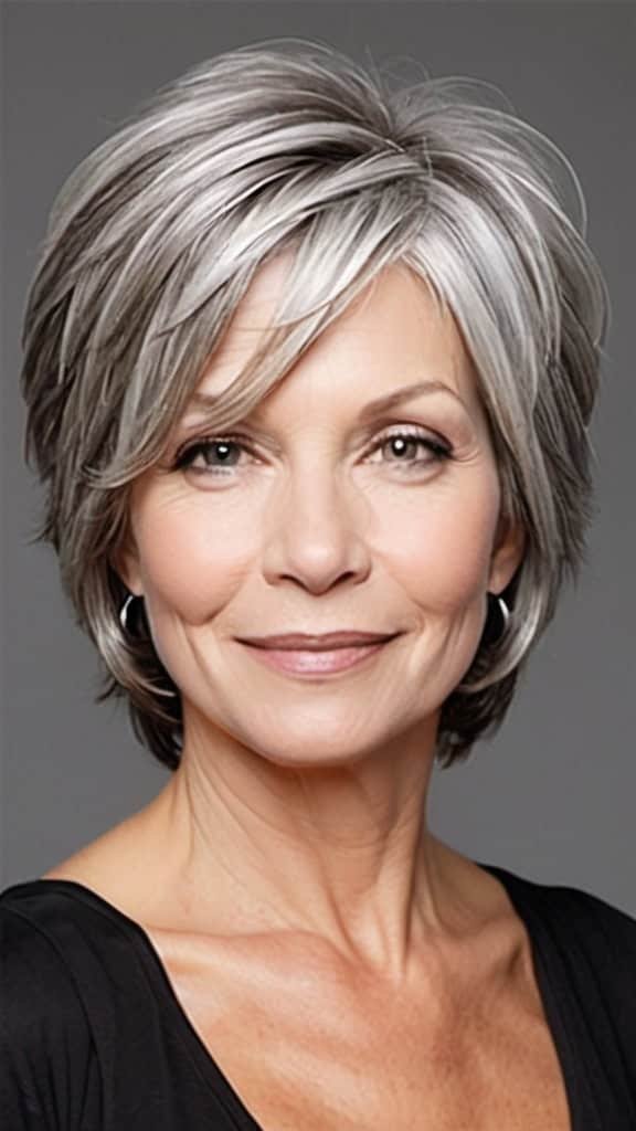 Layered Bob Short Gray Hairstyles For Women Over 50