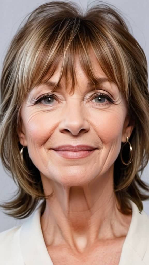 Layered Cut with Wispy Bangs Bangs for women over 50