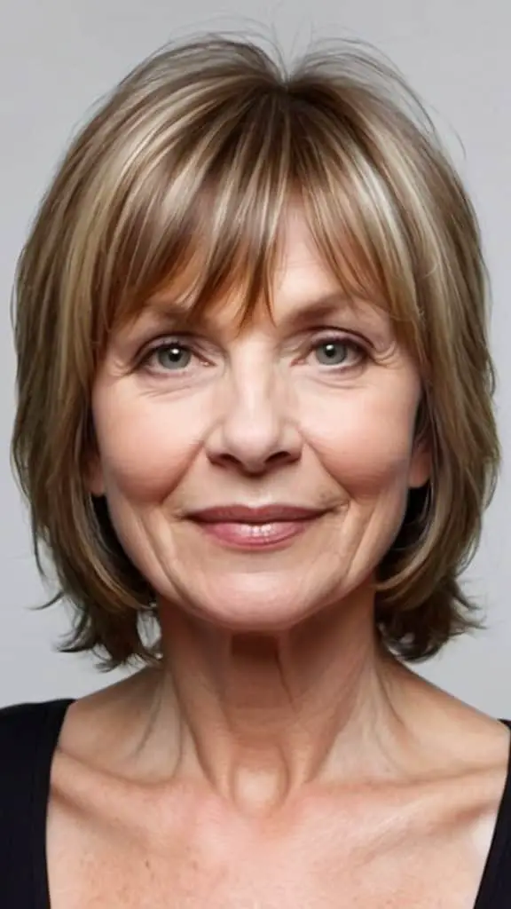 Layered Haircut with a Fringe Hairstyles for Thin Hair For Women Over 60