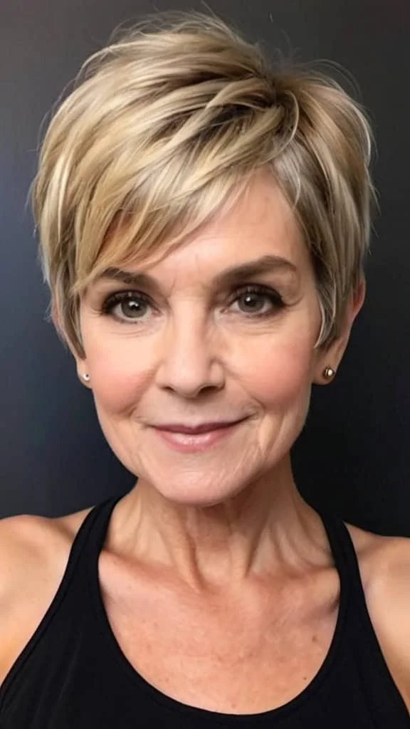 Layered Pixie Cut Short Hairstyles For Fine Hair for Woman Over 70