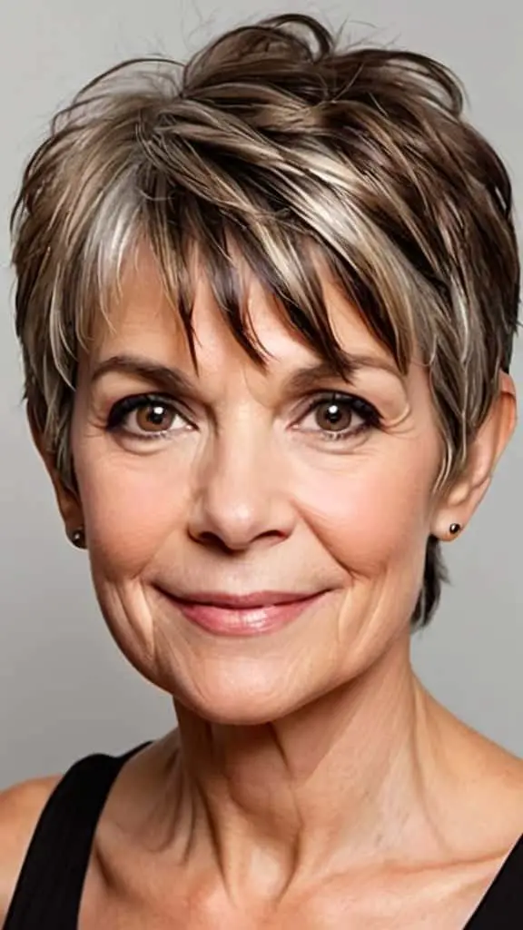 Layered Pixie with Bangs Hairstyles for Thin Hair For Women Over 60