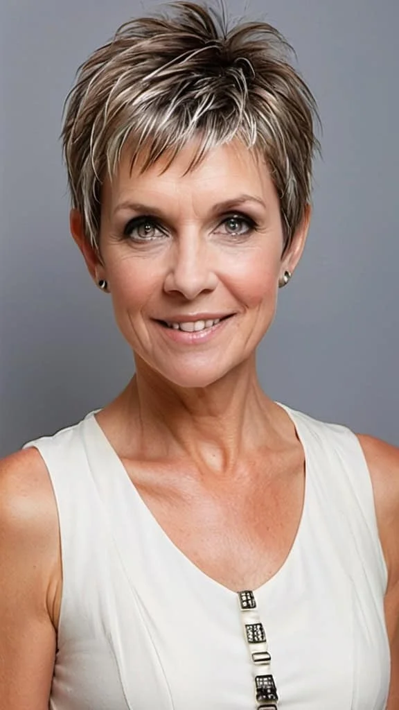 Layered Pixie with Bangs Short spiky haircuts for women over 60