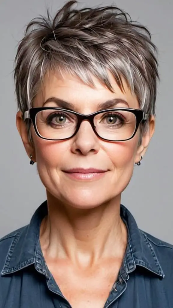 Layered Pixie Pixie Hairstyles With Glasses For Woman Over 50