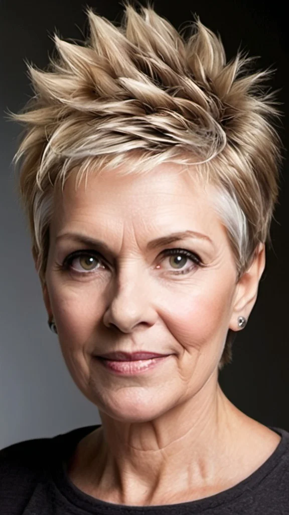 Layered Quiff Hairstyle Short spiky haircuts for women over 60