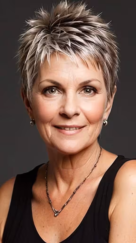 Layered Straight Pixie Short spiky haircuts for women over 60