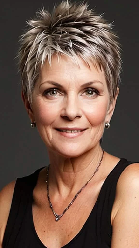 Layered Straight Pixie Short spiky haircuts for women over 60