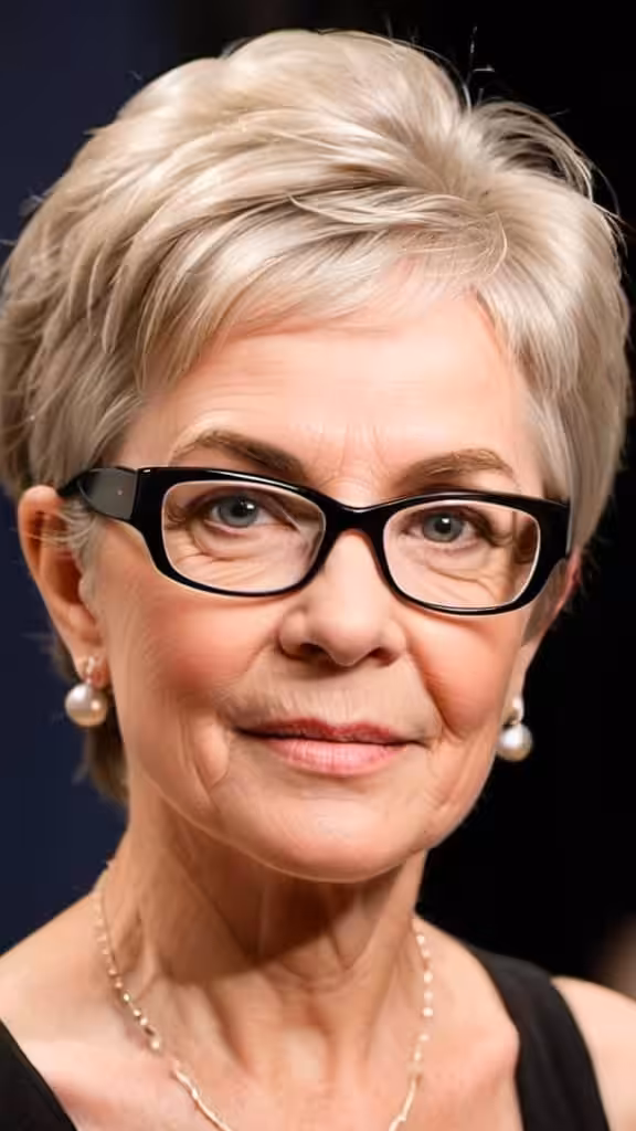 Layered Wedge Hairstyles With Glasses For Woman Over 60