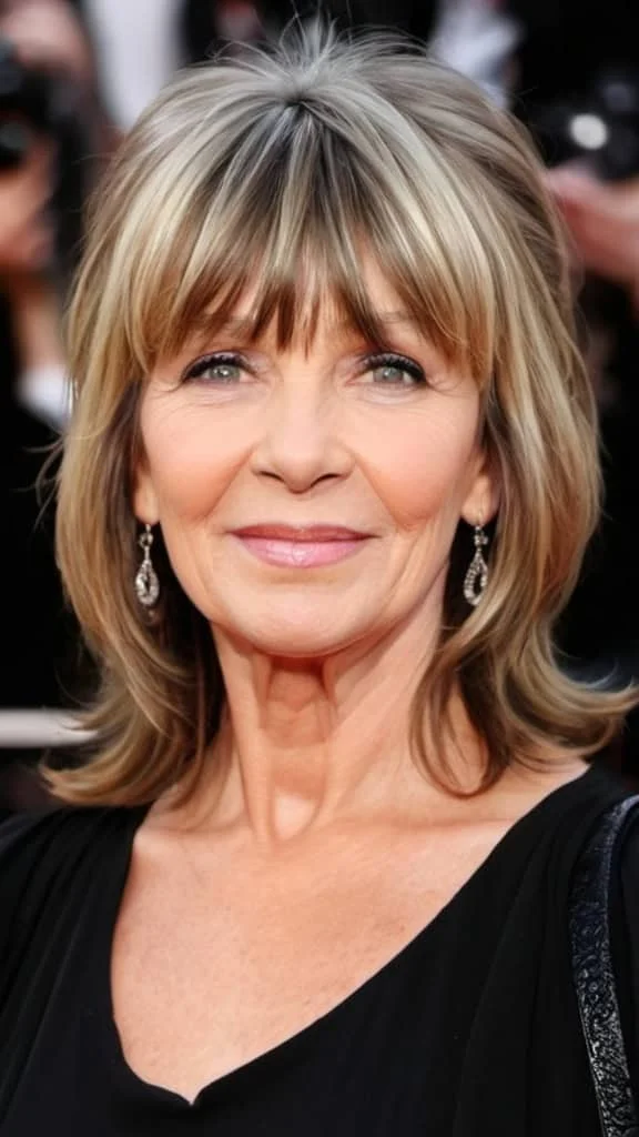 Layers with Cascading Bangs Hairstyles with bangs for older women