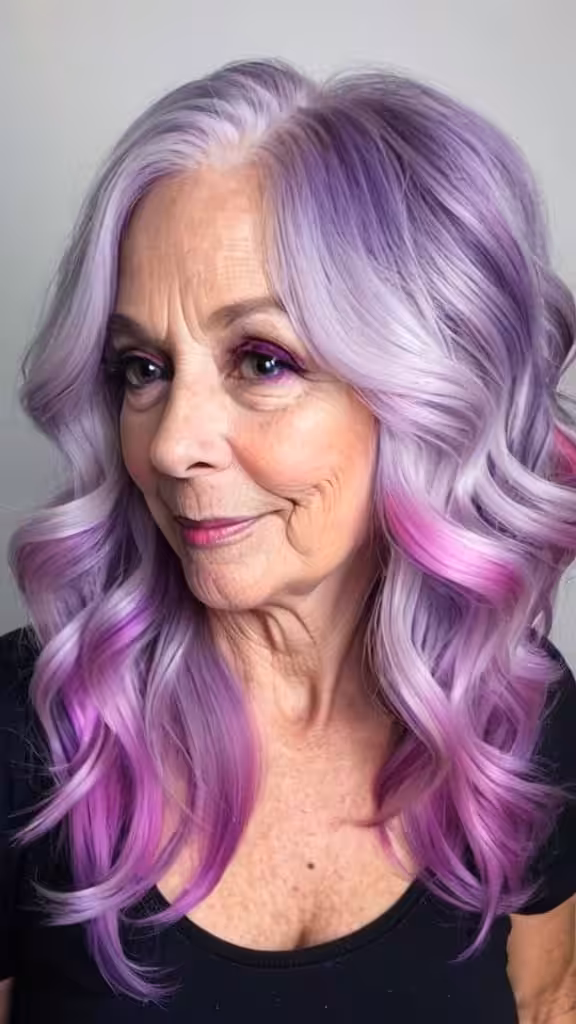 Lilac End Curls Unicorn Hair For Woman Over 60