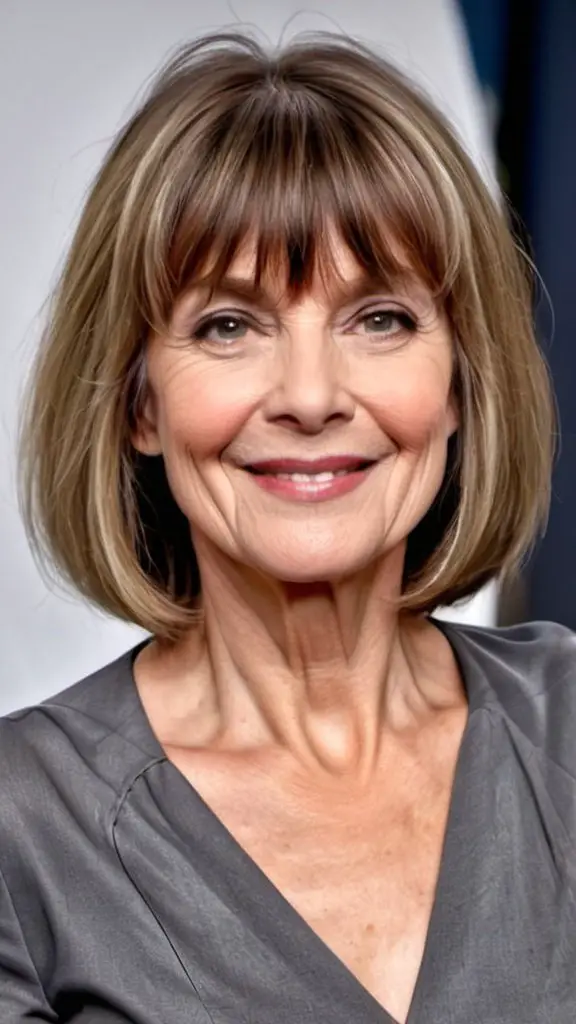Lob with Bangs Wash and Wear Haircuts Over 50