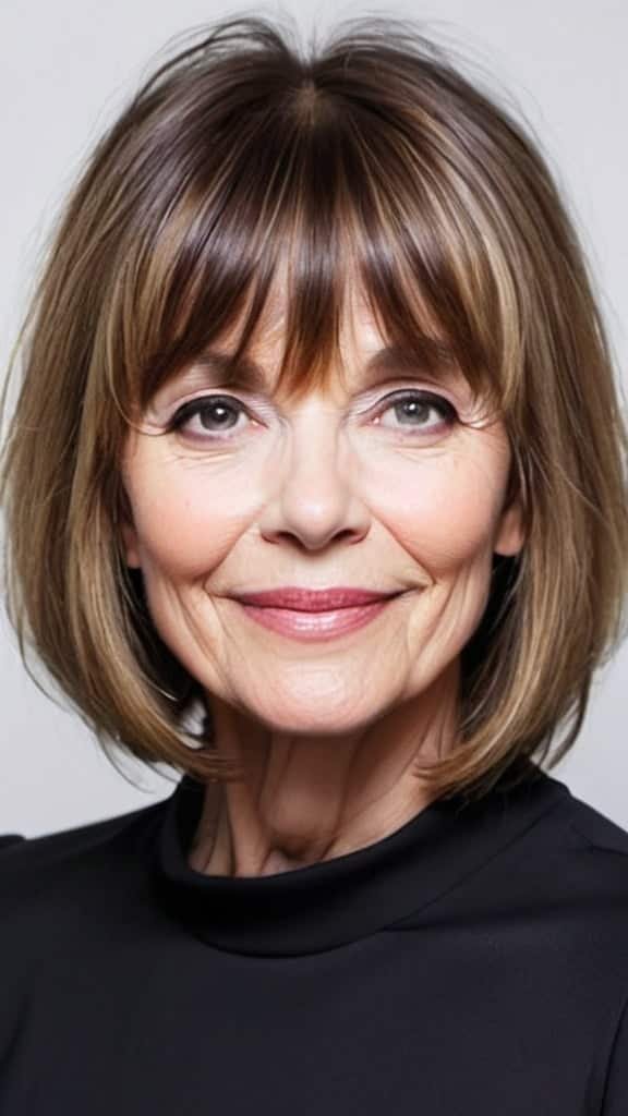 Lob with Eye Peeking Bangs Bangs for women over 50