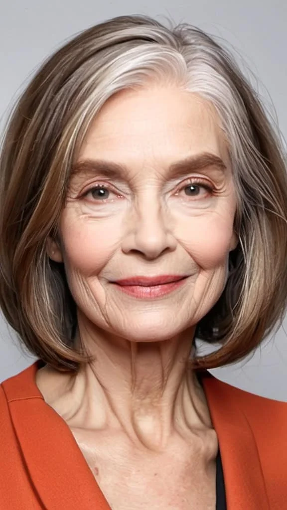 Lob with a Deep Side Part Wash and Wear Hairstyles For Women Over 70
