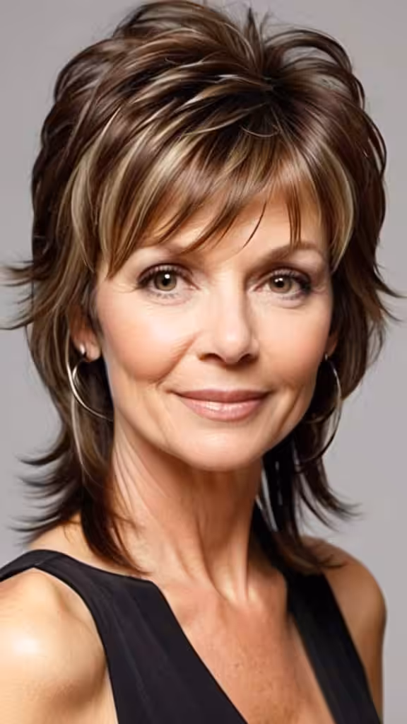 Long Brown Shag Shag Hairstyles For Women Over 50