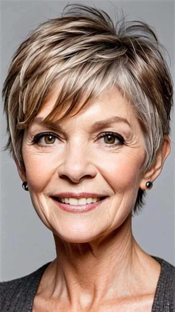 Long Choppy Pixie Short Hairstyles For Fine Hair for Woman Over 70