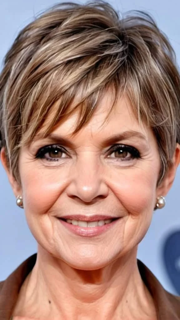 Long Choppy Pixie Hairstyles for round faces over 60