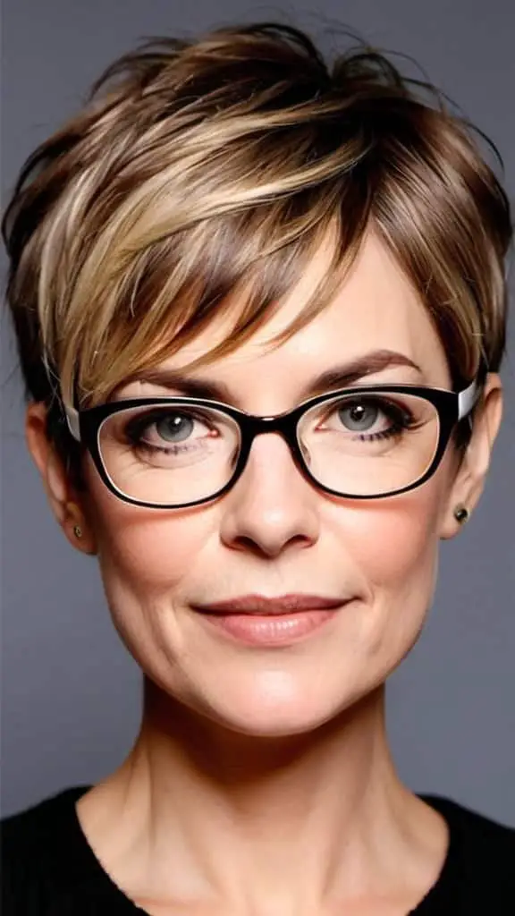 Long Fringed Pixie Cut Hairstyles With Glasses For Women Over 40