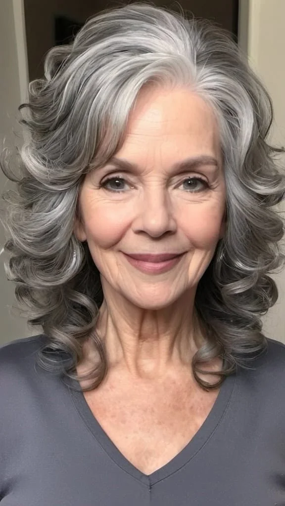 Long Gray Curls Gray Hairstyles For Women Over 60