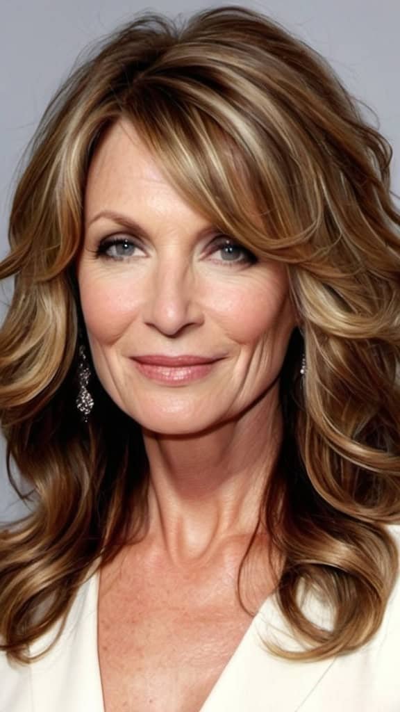 Long Layered Waves Wavy Hairstyles For Women Over 40