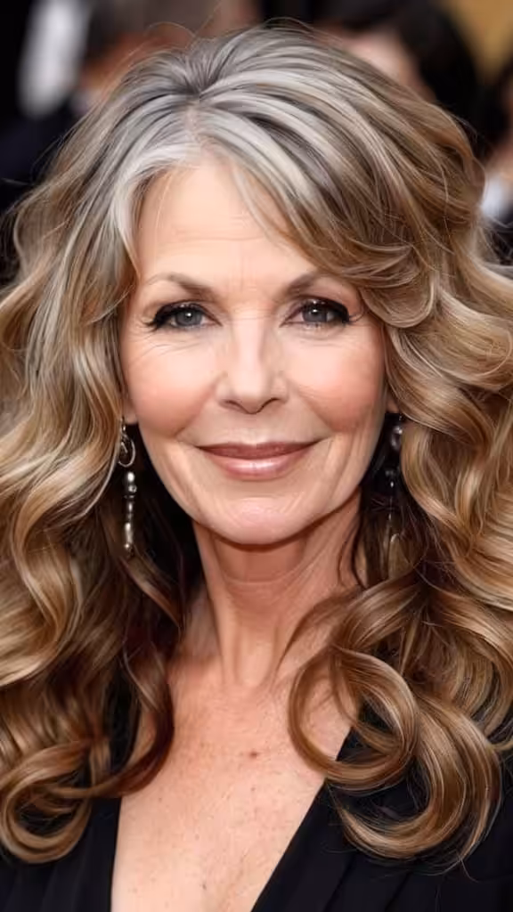 Long Waves Wavy Hairstyles For Women Over 50