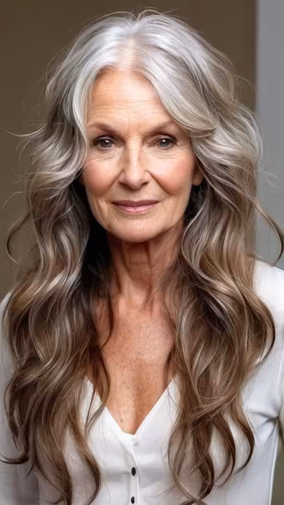 Long Wavy Hair Hairstyles and Haircuts for Women Over 60