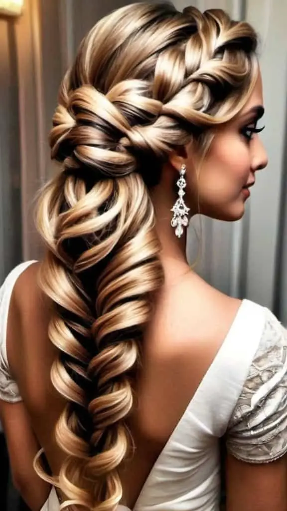 Loose Braid with Curls Indian Wedding Hairstyles for Women
