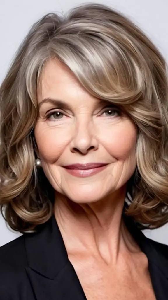 Loose Shoulder-Length Waves Medium Length Hairstyles For Woman Over 60