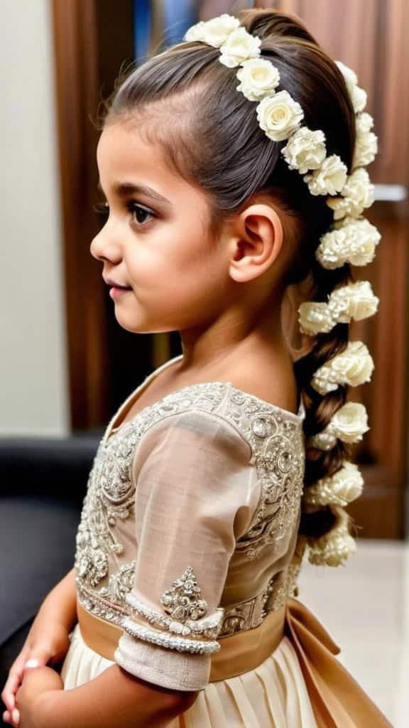Low Ponytail Indian Wedding Hairstyles for Kids