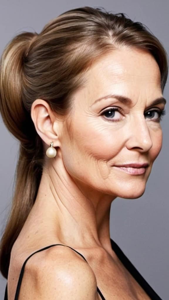 Low Ponytails Long Hairstyles For Older Women