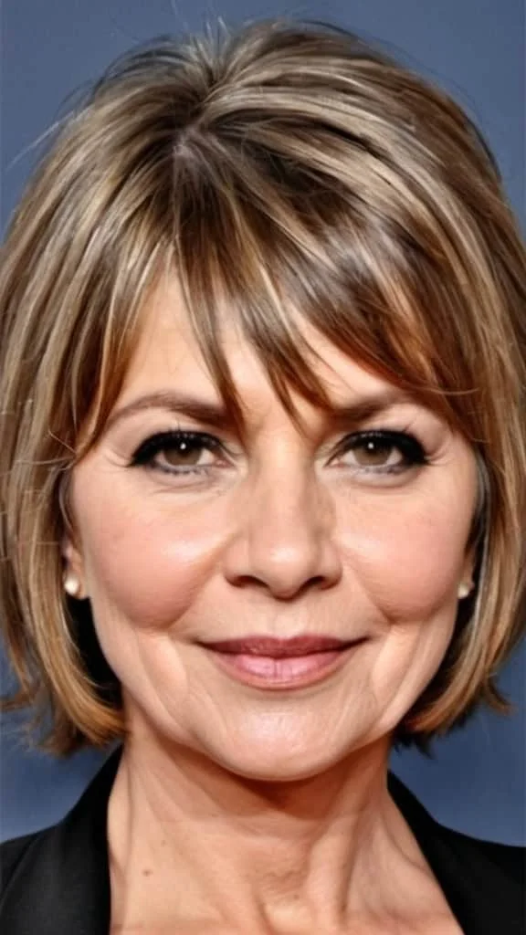 Medium Choppy Cut  Hairstyles for round faces over 60