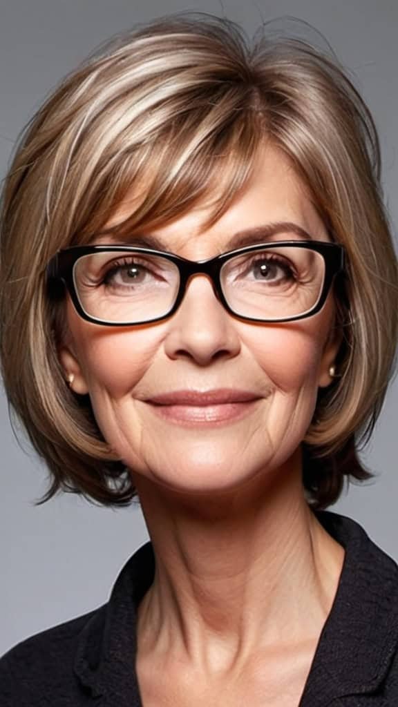 Medium-Length Cut Hairstyles With Glasses For Women Over 70