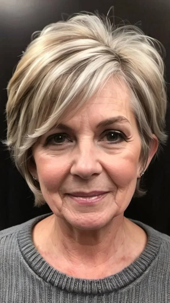 Medium-Short Layered Hair Short Hairstyles For Fine Hair for Woman Over 70