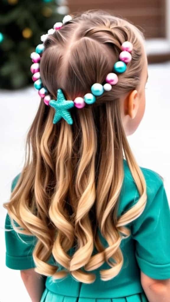 Mermaid Waves Christmas Hairstyles for Kids