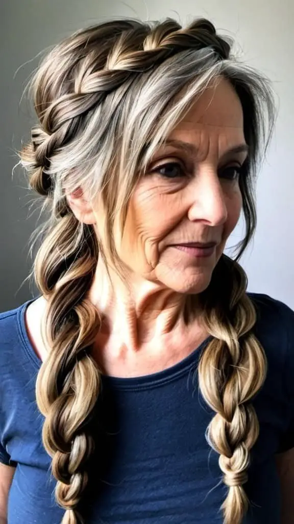 Messy Braid Long hairstyles for women over 50