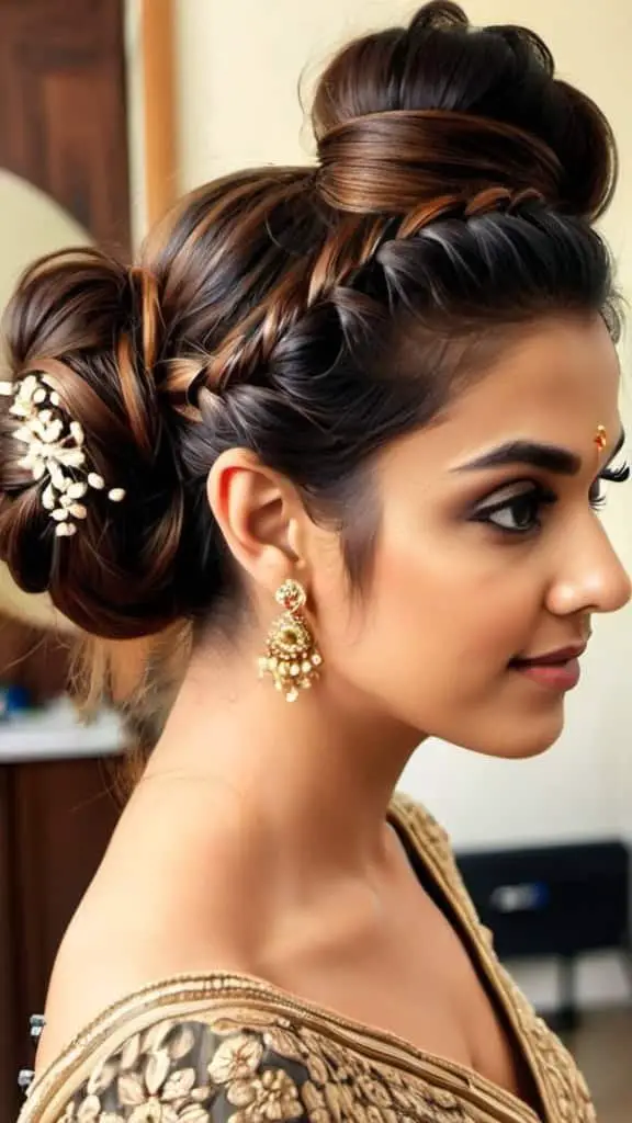Messy Bun Indian Wedding Hairstyles for Women