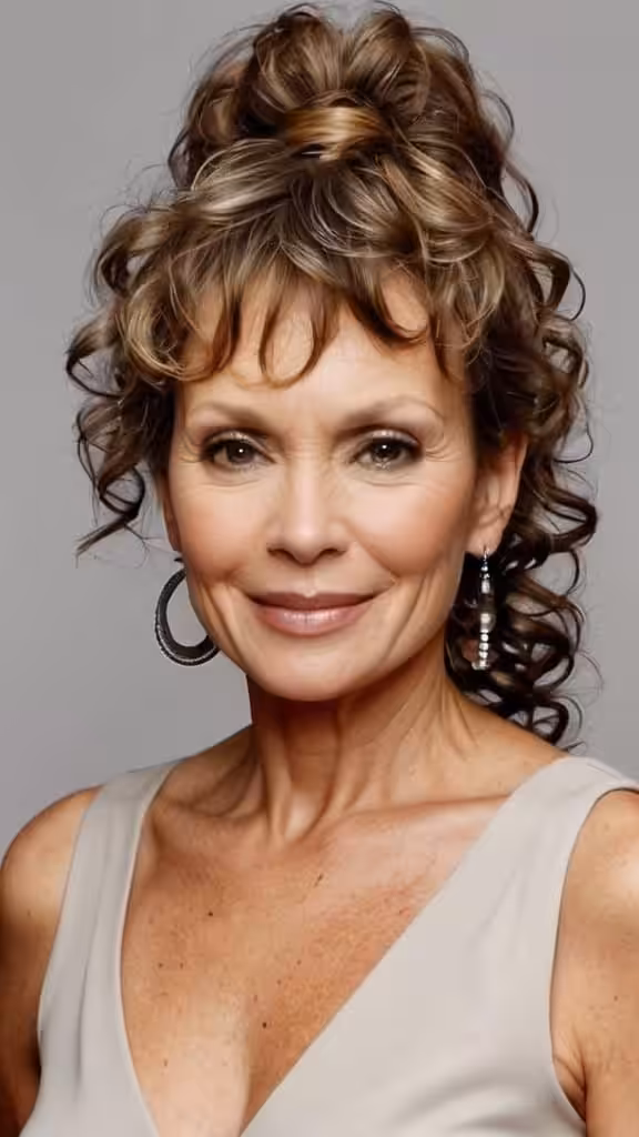 Messy Curly Ponytail Curly hairstyles for women over 50