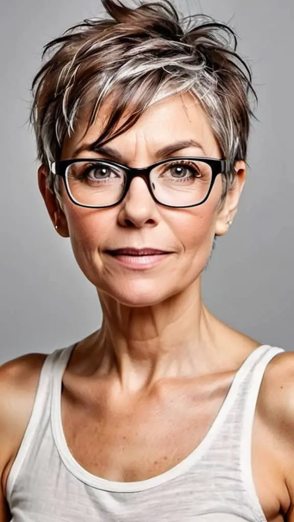 Messy Pixie Pixie Hairstyles With Glasses For Woman Over 50