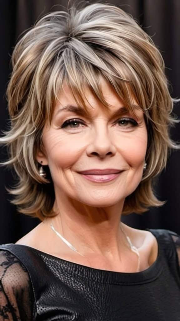 Messy Shoulder-Length Shag Short Shag Hairstyles For Women Over 60