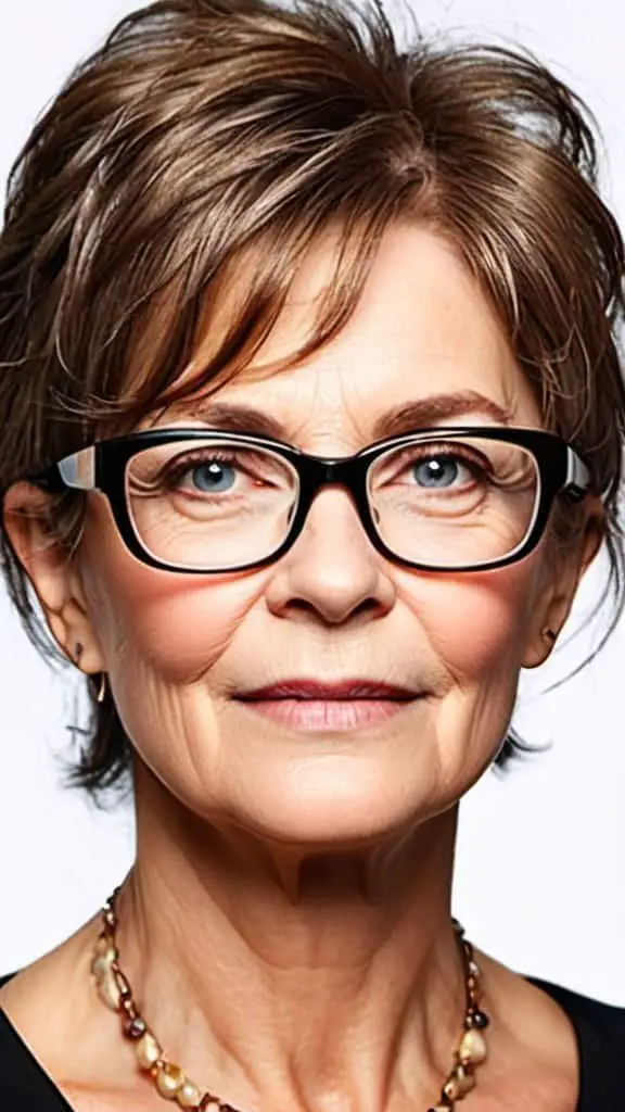Messy Wedge Hairstyles With Glasses For Woman Over 60