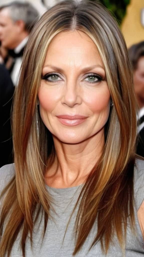 Middle Parted Straight Hair Long hairstyles for women over 40