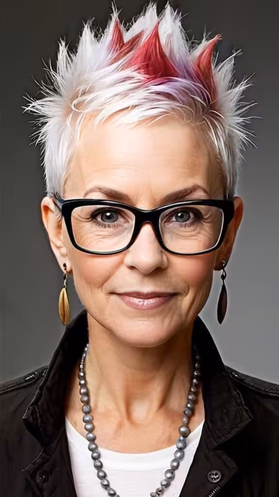 Mohawk Pixie Hairstyles With Glasses For Woman Over 60