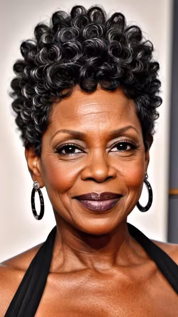 Naturally Coiled Short Hair Hairstyles for black women over 50