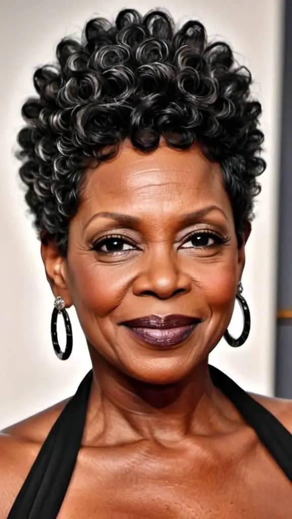 Naturally Coiled Short Hair Hairstyles for black women over 50