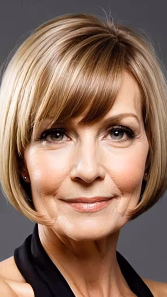 Nicely Shaped Bob Cut with No Bangs Bob haircuts for older women