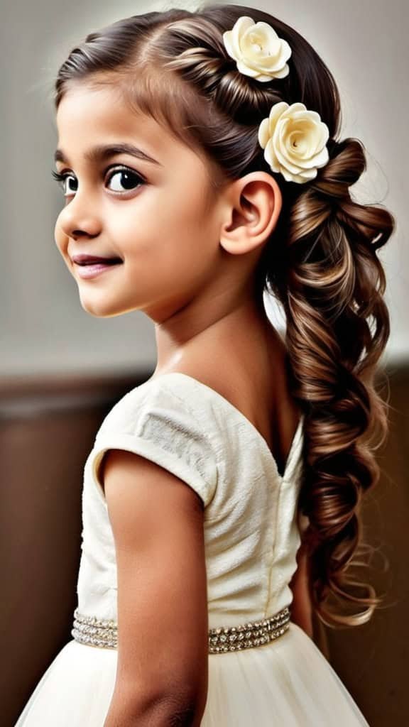 Open Hair With a Top Soft Lock Indian Wedding Hairstyles for Kids