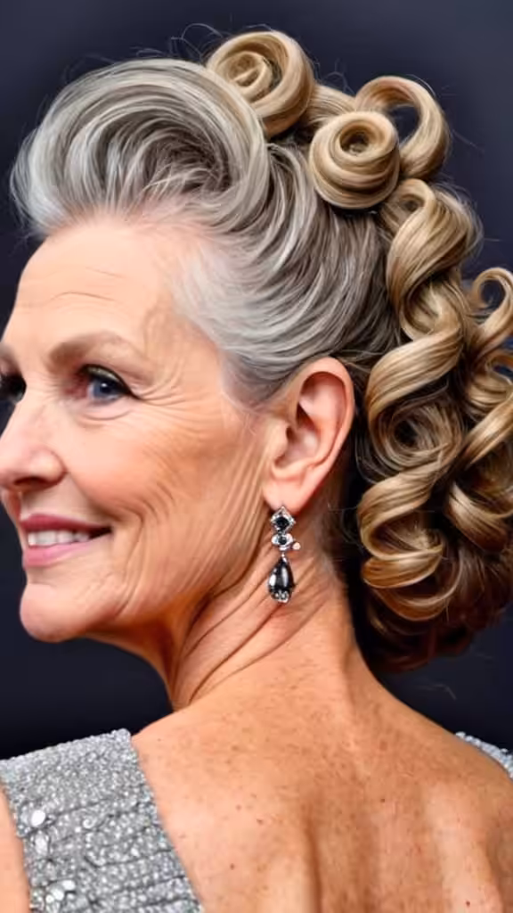 Pinned Back Curls Long hairstyles for women over 50