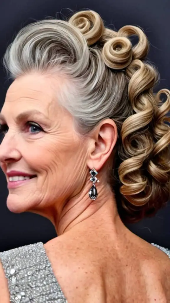 Pinned Back Curls Long hairstyles for women over 50