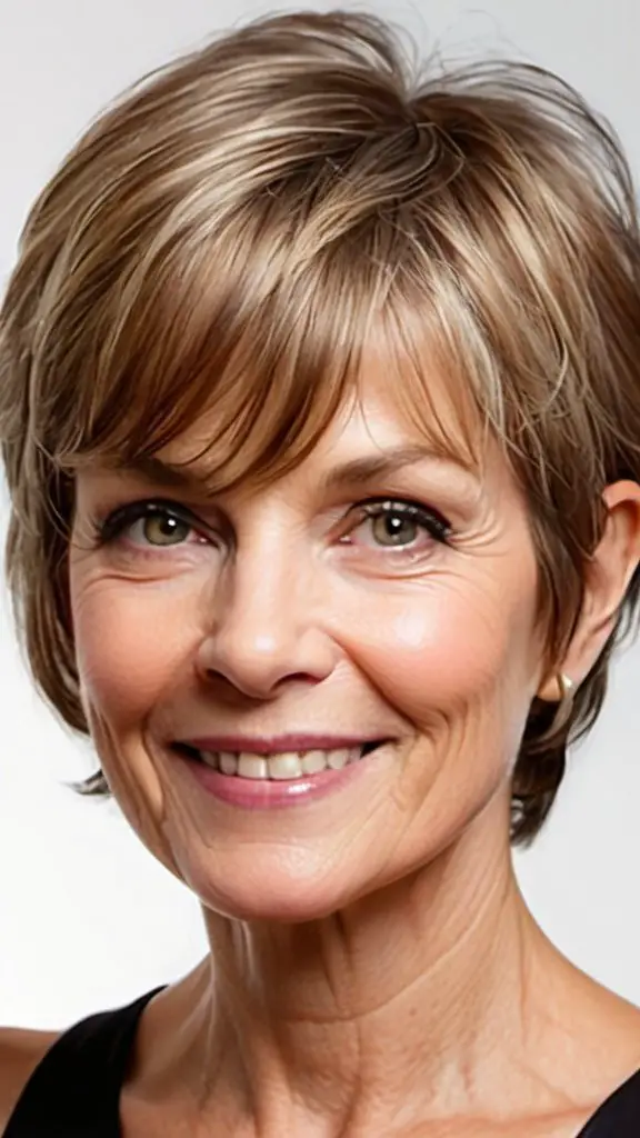 Pixie Bob with Bangs Wash and Wear Haircuts Over 50
